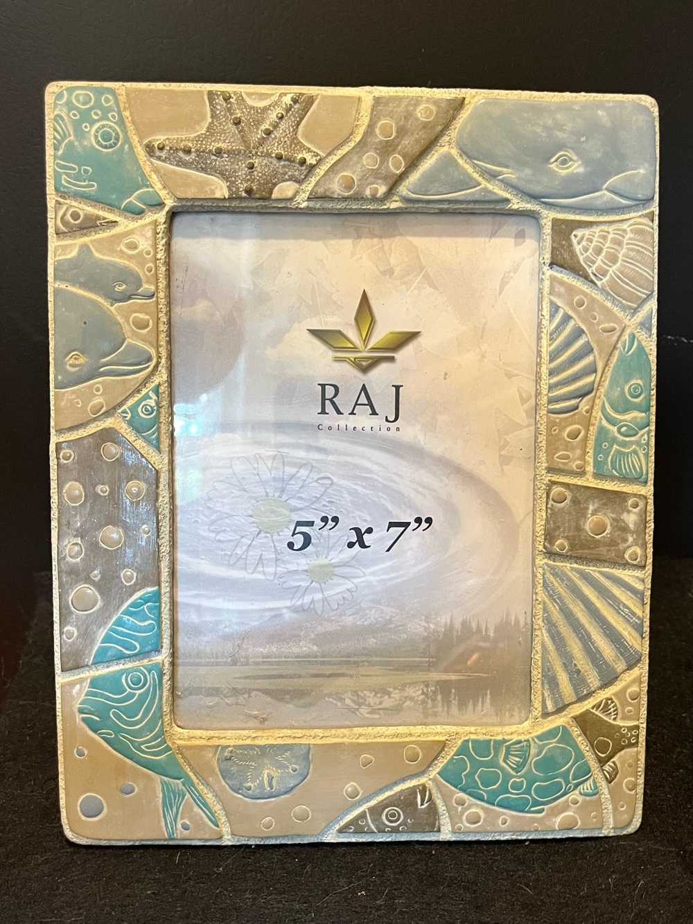 Turquoise & Beige Coastal Motif 5x7 Picture Frame